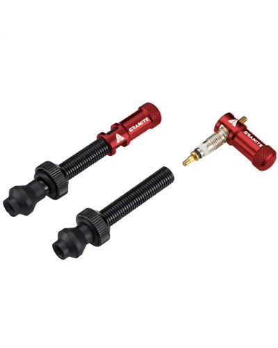 Granite Juicy Nipple - 48mm Presta Black Valve + Red Juicy Nipple Cap (pair)