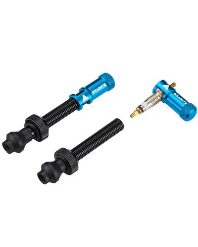 Granite Juicy Nipple - 48mm Presta Black Valve + Blue Juicy Nipple Cap (pair)