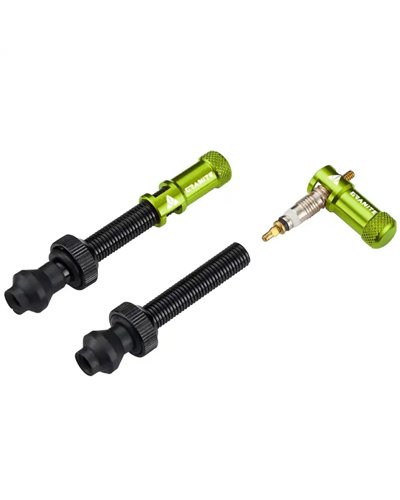 Granite Juicy Nipple - 48mm Presta Black Valve + Green Juicy Nipple Cap (pair)