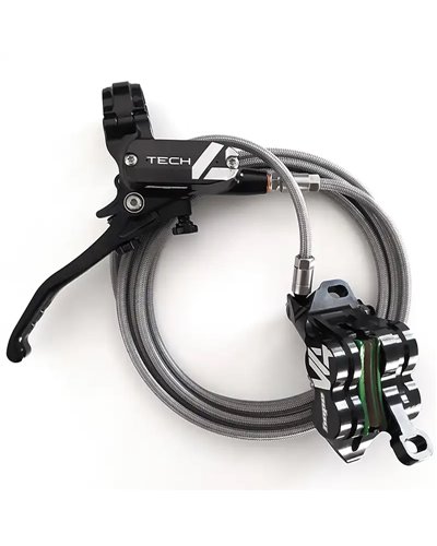 Hope Tech4 V4 Braided Kit Freno a Disco Posteriore 4 Pistoncini per Downhill/Freeride, Nero
