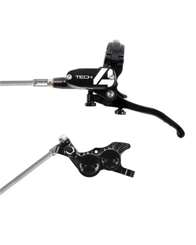 Hope Tech4 V4 Braided Downhill/Freeride 4-pistons Front Disc Brake Kit, Black