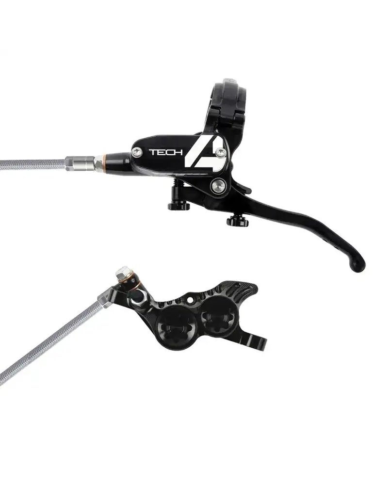 Hope Tech4 V4 Braided Downhill/Freeride 4-pistons Front Disc Brake Kit, Black