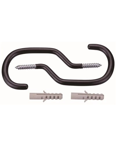 Icetoolz Storage Hooks, Wood Thread With Dowels, Set Of 2 Pieces, Black Vinyl Coated