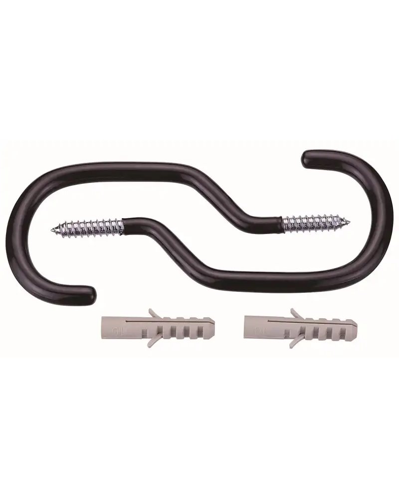 Icetoolz Ganci a Parete, Kit di 2 pz e 2 Tasselli per Eventuale Fissaggio a Legno, Nero