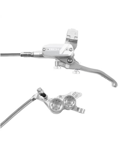 Hope Tech4 V4 Braided Kit Freno a Disco Anteriore 4 Pistoncini per Downhill/Freeride, Argento