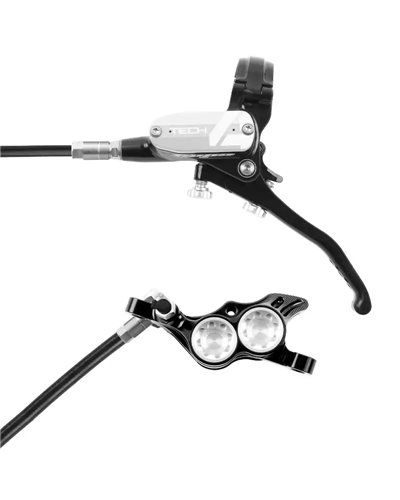 Hope Tech4 E4 Braided Kit Freno a Disco Posteriore 4 Pistoncini per Freeride/AM, Nero/Argento
