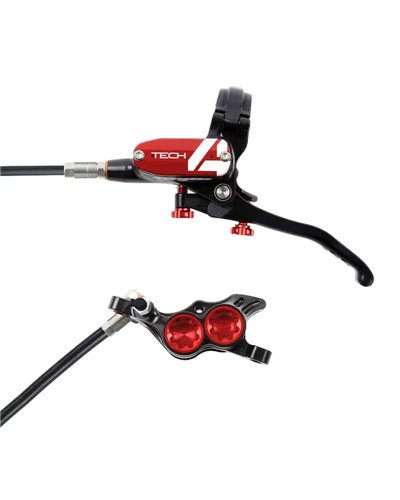 Hope Tech4 E4 Braided Freeride/AM 4-pistons Rear Disc Brake Kit, Black/Red