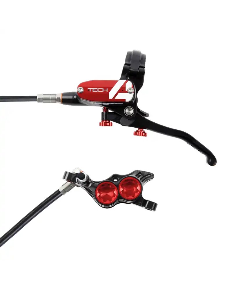 Hope Tech4 E4 Braided Freeride/AM 4-pistons Rear Disc Brake Kit, Black/Red
