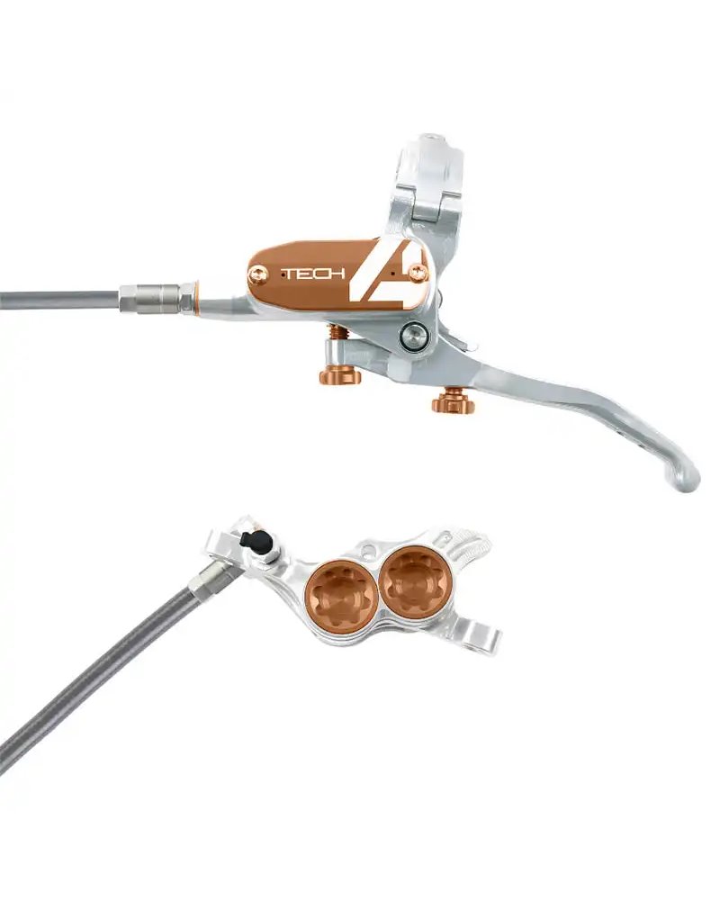 Hope Tech4 E4 Braided Freeride/AM 4-pistons Front Disc Brake Kit, Silver/Bronze
