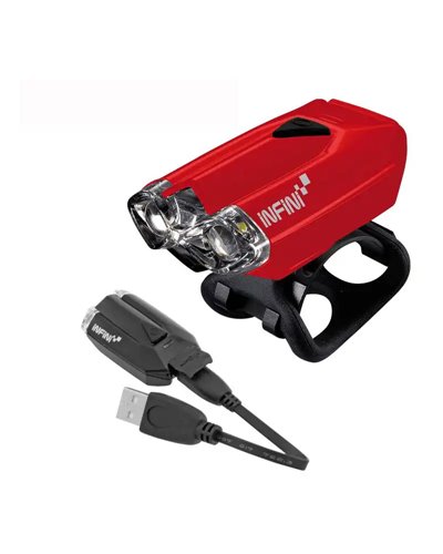 Infini Luce Anteriore Lava, 2 Led a Luce Bianca, Attacco USB Rosso