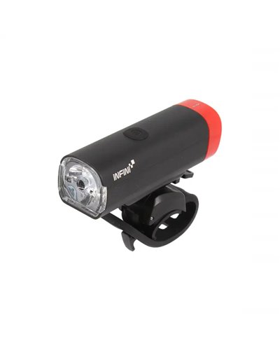 Infini Fanale Anteriore Kor 800 in Alluminio Lavorato al Cnc, 800 Lumen, 1 Led a Luce Bianca, Nero Rosso