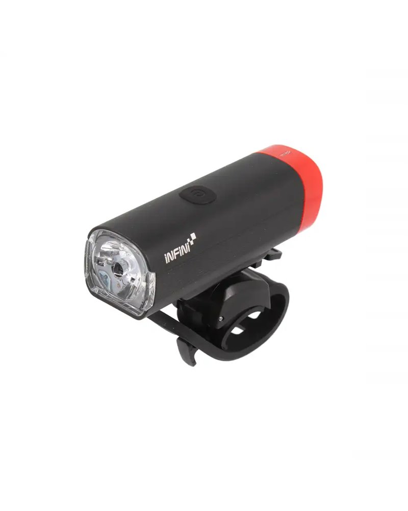 Infini Fanale Anteriore Kor 800 in Alluminio Lavorato al Cnc, 800 Lumen, 1 Led a Luce Bianca, Nero Rosso