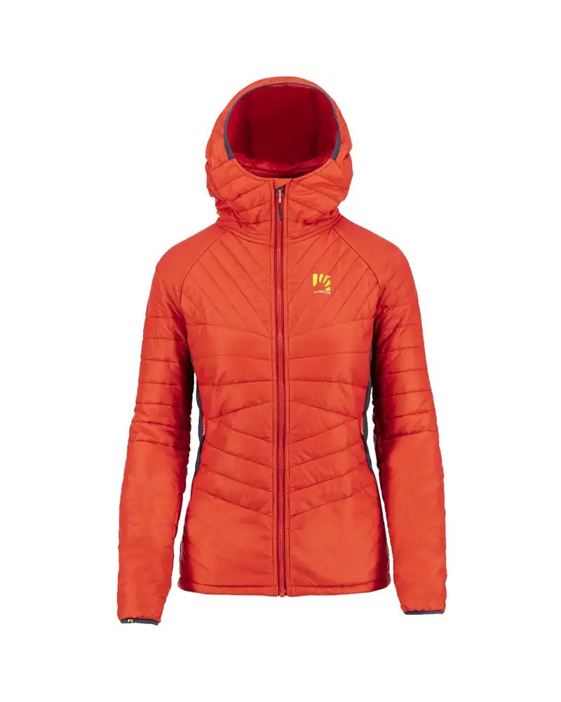 Karpos Pian Longhi Women's Hooded Down Jacket, Poinsettia/India Ink