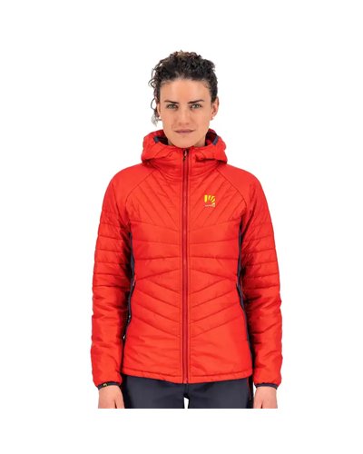 Karpos Pian Longhi Women's Hooded Down Jacket, Poinsettia/India Ink