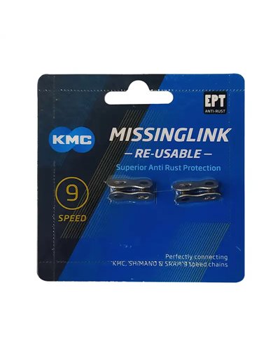 Kmc Speed Chain Link 9 Speed X9, Silver (2 pair - Re-usable)