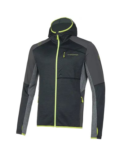 La Sportiva Exixtence Men's Hoody Fleece, Black/Lime Punch