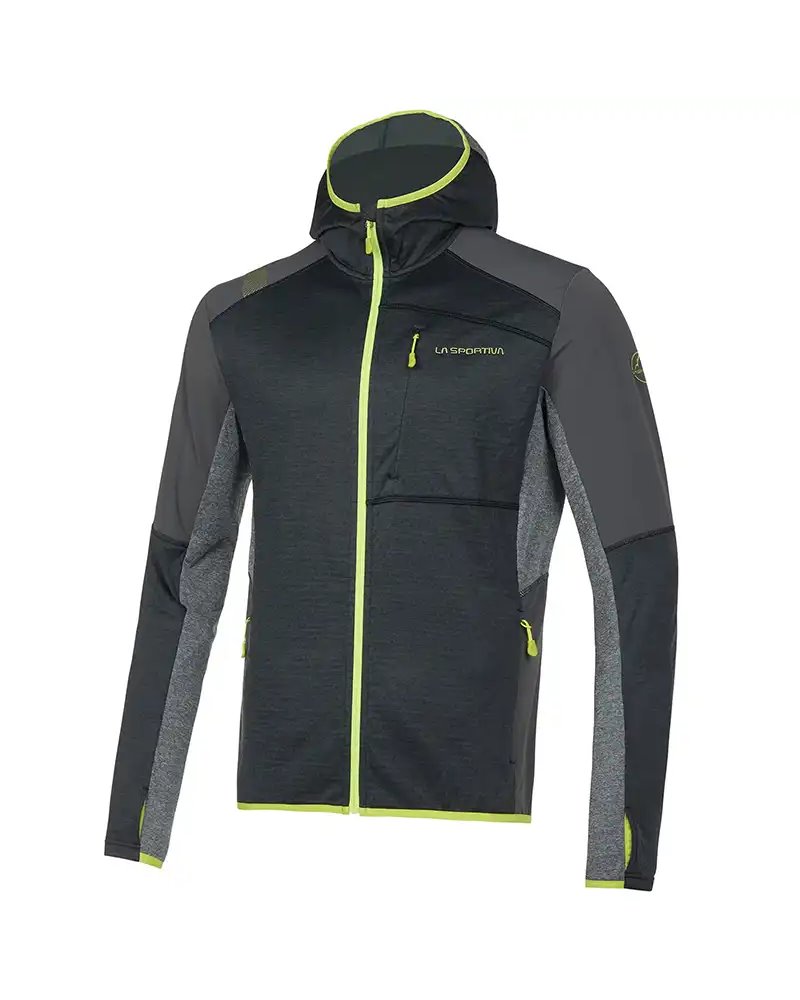 La Sportiva Exixtence Men's Hoody Fleece, Black/Lime Punch