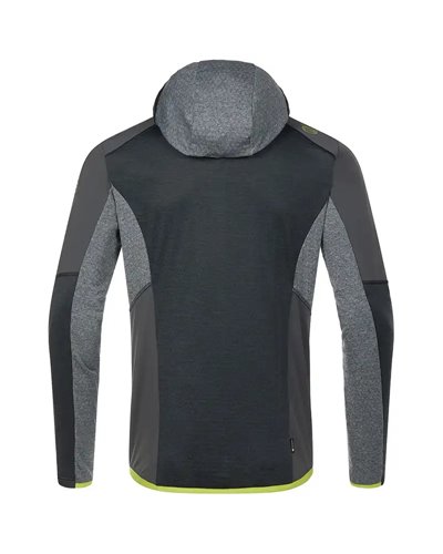 La Sportiva Existence Hoody Pile con Cappuccio Uomo, Black/Lime Punch