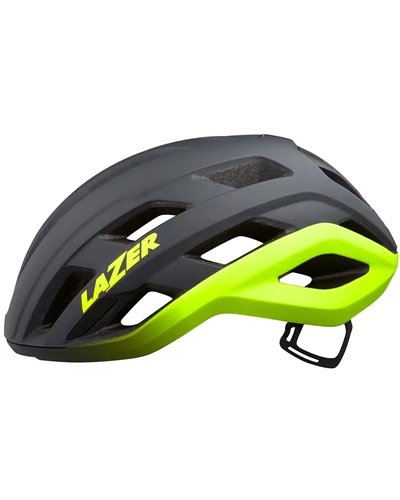Lazer Strada KinetiCore Road Cycling Helmet, Matte Dark Grey/Flash Yellow