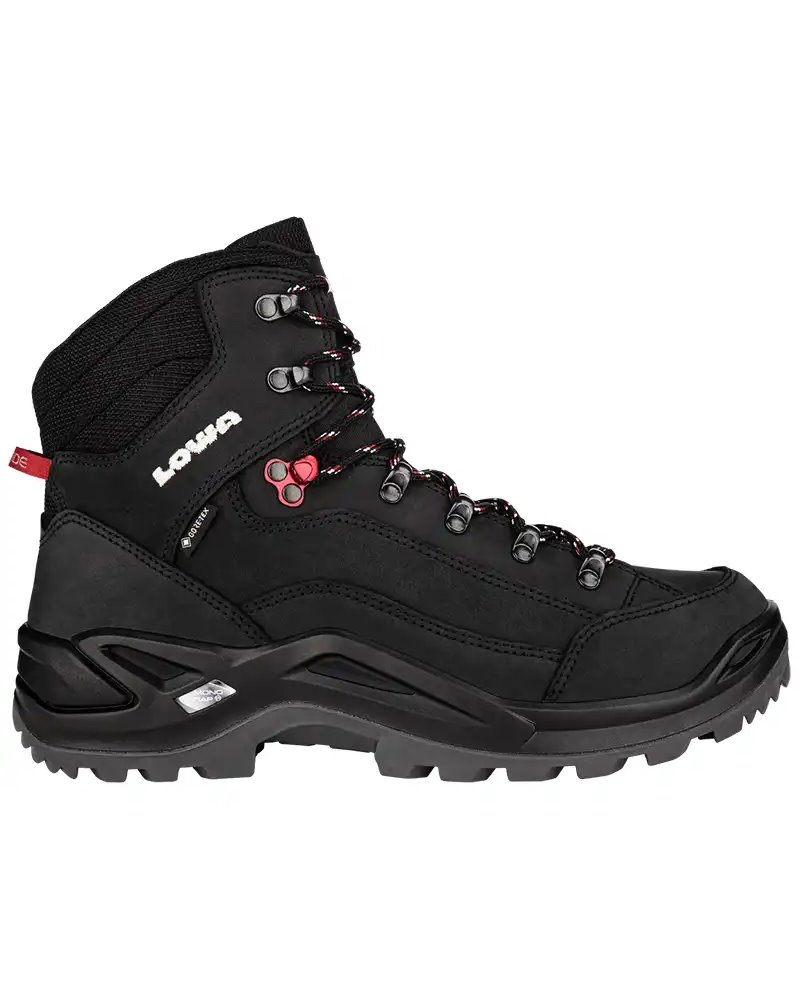 Lowa Renegade MID GTX Gore-Tex Men's All Terrain Classic Boots, Black/Ruby Red