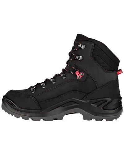 Lowa Renegade MID GTX Gore-Tex Scarponi Uomo, Nero/Rosso Rubino