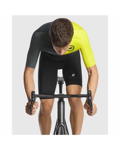 Assos Mille GT Stahlstern Men's Short Sleeve Full Zip Cycling Jersey, Optic Yellow