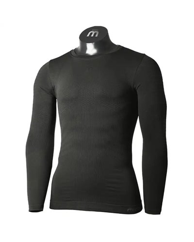 Mico Extra Dry 3D Skintech Seamless Maglia Intimo Girocollo Maniche Lunghe Uomo, Nero
