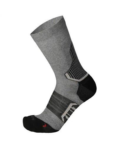 Mico Trek Oxi-Jet Medium Weight Compression Unisex Medium Trekking Socks, Grey Melangeange