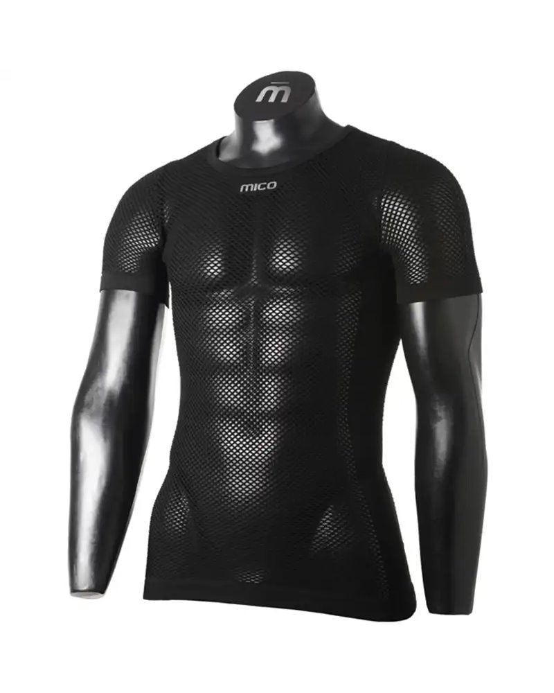 Mico Extra Dry Skintech Maglia Maniche Corte a Rete Girocollo Unisex, Nero