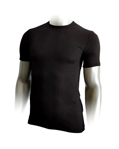 Mico Extra Dry Men's Round Neck Mesh Short Sleeve Baselayer, Black