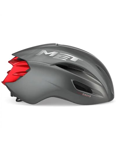 Met Manta MIPS Road Cycling Helmet, Matt Dark Slate/Red