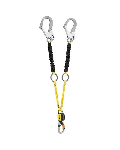 Petzl Absorbica Tie-Back 150 cm MGO Double Lanyard with Energy Absorber,Rings and Connectors (INT)