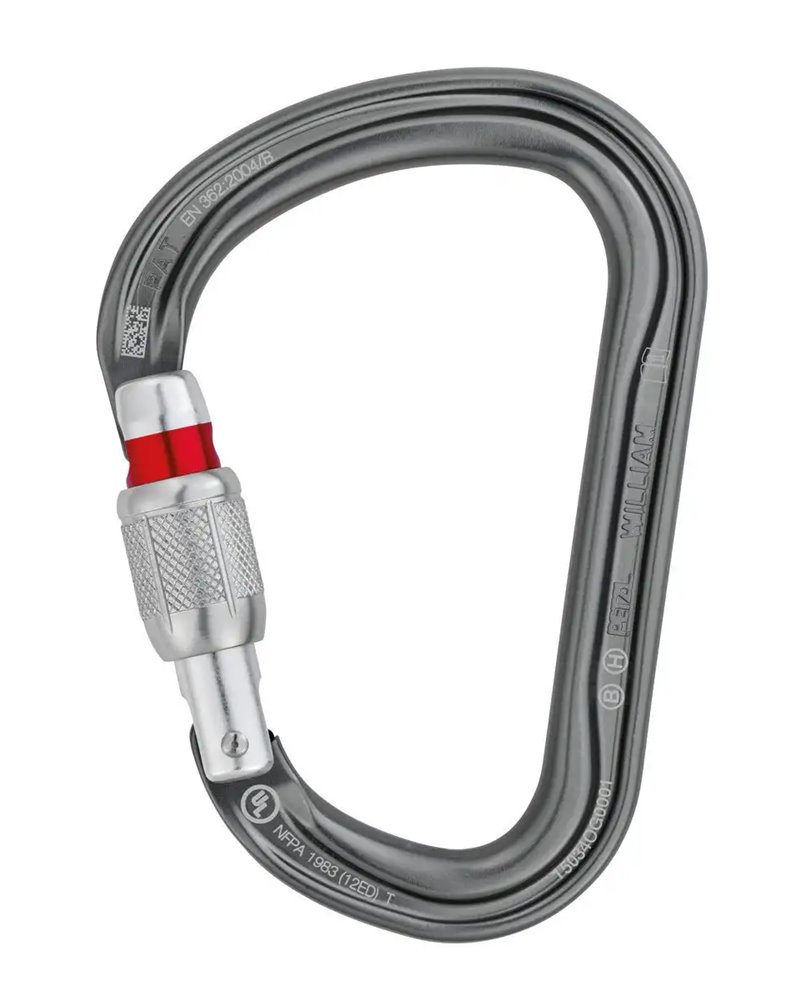 Petzl William Screw-Lock Grigio Moschettone Asimmetrico