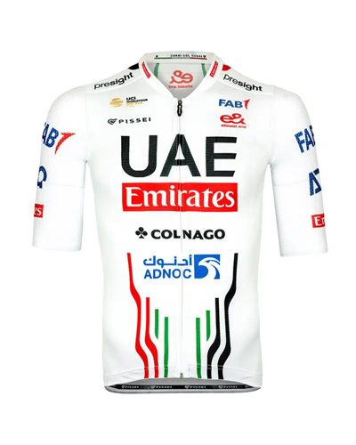 Pissei Magistrale UAE Emirates 2024 Official Team Maglia Maniche Corte Full Zip Uomo, Bianco