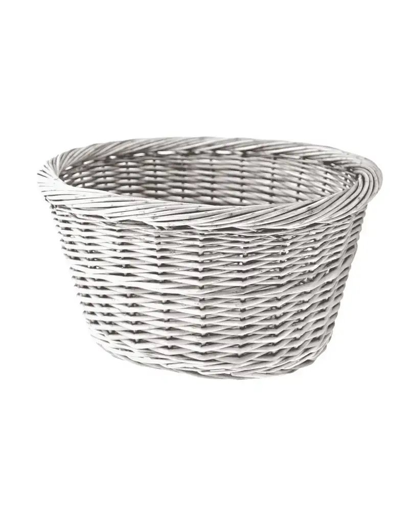 RMS Cestino in Vimini Ovale, Bianco, 36X30X19H Cm, senza Ganci