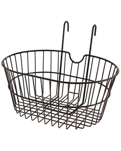 RMS Handlebar Iron Oval Basket with Hook, Black