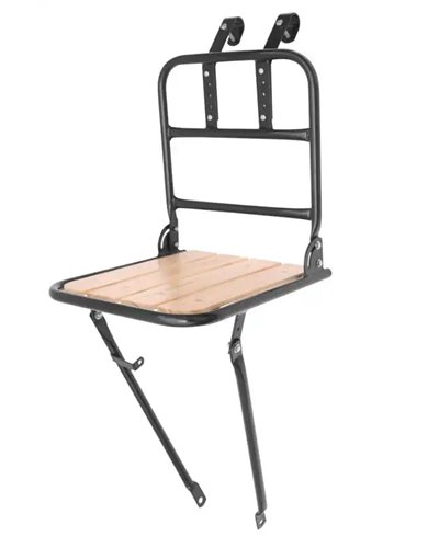 RMS Front Luggage Carrier 26/28, Black With Wooden Platform