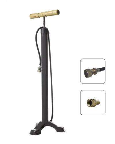 RMS Pompa 3 Piedi Italia, Nero con Manico in Legno, Altezza 600mm