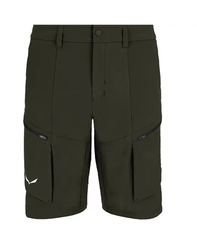 Salewa Puez Durastretch Cargo Men's Trekking Shorts, Dark Olive