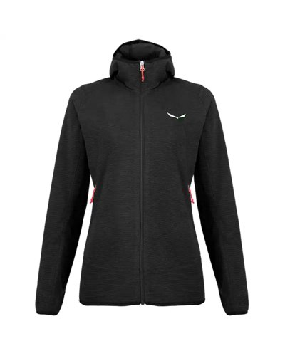 Salewa Nuvolo Polarlite Women's Hoody Full-Zip Jacket, Black Out Melange
