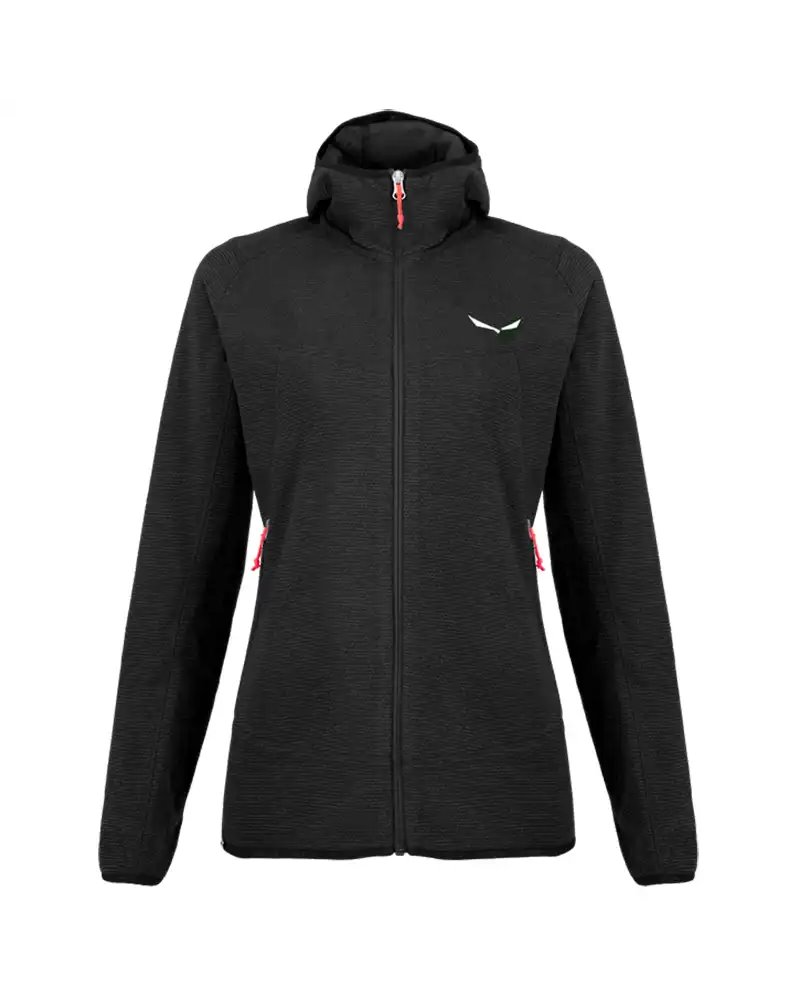 Salewa Nuvolo Polarlite Women's Hoody Full-Zip Jacket, Black Out Melange