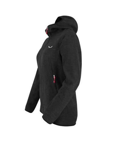 Salewa Nuvolo Polarlite Pile Donna Full-Zip con Cappuccio, Black Out Melange