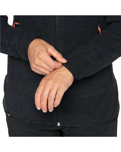 Salewa Nuvolo Polarlite Women's Hoody Full-Zip Jacket, Black Out Melange