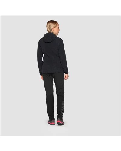 Salewa Nuvolo Polarlite Women's Hoody Full-Zip Jacket, Black Out Melange