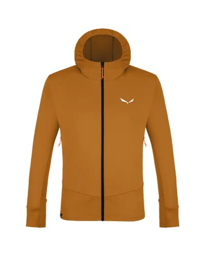 Salewa Puez Polarlite Men's Full-Zip Hooded Midlayer Fleece, Golden Brown/0910