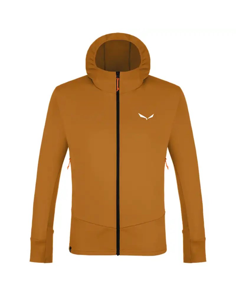 Salewa Puez Polarlite Men's Full-Zip Hooded Midlayer Fleece, Golden Brown/0910