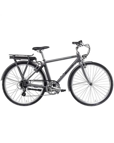 Bianchi e-Bike e-Spillo Classic Uomo V-Brake Altus 8v - Phylion 418Wh, Gun Metal/Black Full Matt