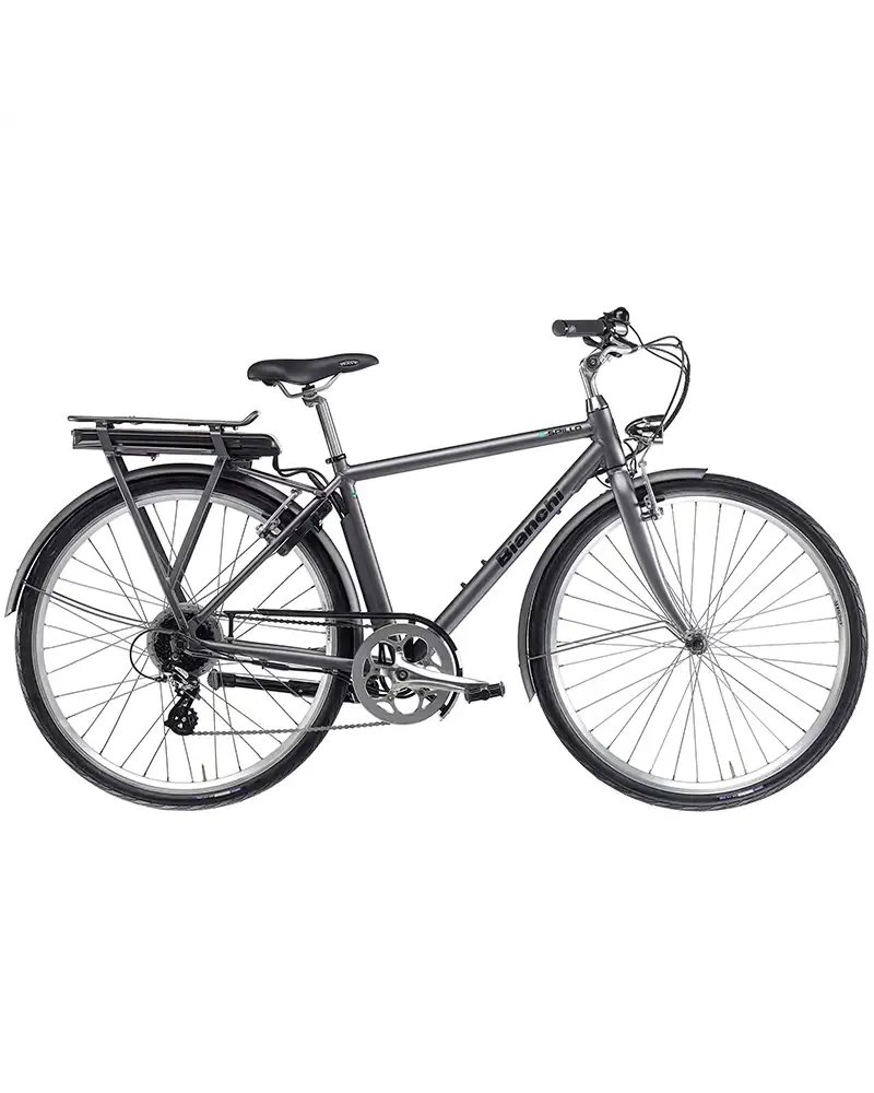Bianchi e-Bike e-Spillo Classic Gent V-Brake Altus 8sp - Phylion 418Wh, Gun Metal/Black Full Matt