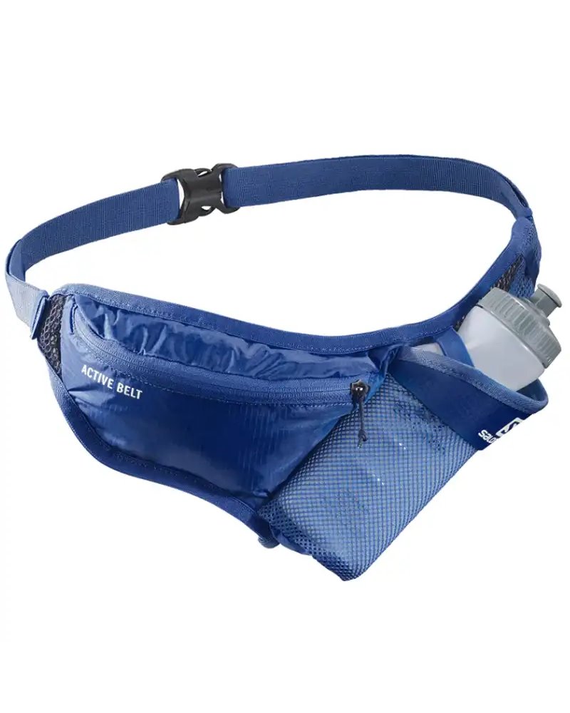 Salomon Active Belt Marsupio Idrico Running, Nautical Blue/Mood Indigo (Borraccia 3D da 600 ml Inclusa)