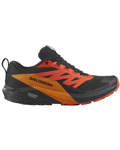 Salomon Sense Ride 5 GTX Gore-Tex Men's Trail Running Shoes, Black/Scarlet Ibis/Turmeric